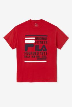 Red / Navy / White Men's Fila Original Fitness Tee T Shirts | Fila427ZW