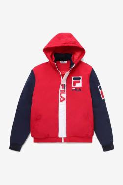 Red / Navy / White Men's Fila P1 Tech Jackets | Fila719JY