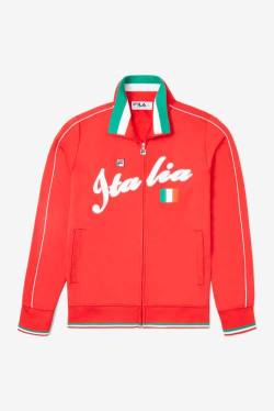 Red / White Men's Fila Italia Track Jackets | Fila857ME