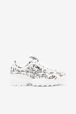 White / Black Women's Fila Disruptor 2 Graffiti Sneakers | Fila254JH