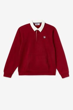 White Men's Fila Edison Fleece Rugby Sweatshirts | Fila423OJ