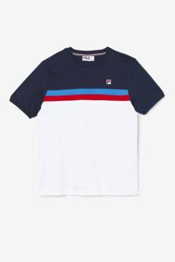 White / Navy / Blue / Red Men's Fila Exempt Crew T Shirts | Fila851QS