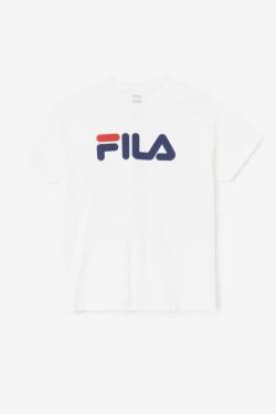 White / Navy / Red Men's Fila Logo Tee T Shirts | Fila490BZ