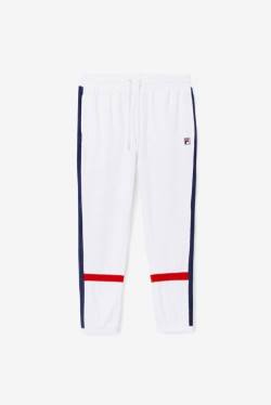 White / Navy / Red Men's Fila Ravid Velour Pants | Fila814SJ