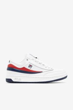 White / Navy / Red Men's Fila T-1 Mid Sneakers | Fila089XL