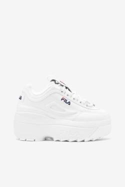 White / Navy / Red Women's Fila Disruptor 2 Wedge Sneakers | Fila270XZ