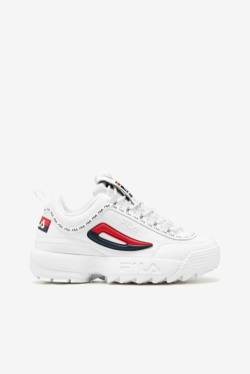 White / Navy / Red Women's Fila Disruptor 2 Premium Repeat Sneakers | Fila530FH