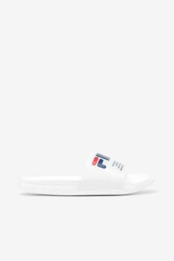 White / Navy / Red Women's Fila Drifter Luxe Clear Slides | Fila680QO