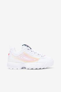 White / Pink / Orange Women's Fila Disruptor 2 Stitch Sneakers | Fila524LF