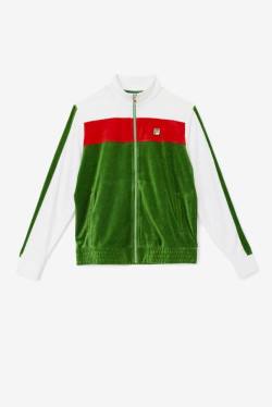 White / Red Men's Fila Brice Velour Jackets | Fila235RT