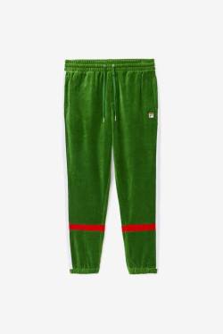 White / Red Men's Fila Ravid Velour Pants | Fila935KH