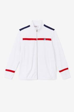 White / Red / Navy Men's Fila Ravid Velour Jackets | Fila862CX