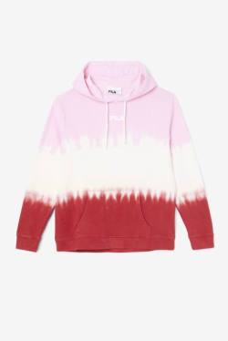 White / Red Women's Fila Aerolynn Tie Dye Hoodie | Fila269XB