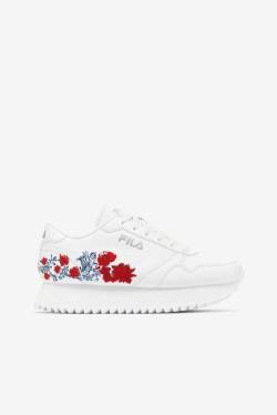 White Women's Fila Orbit Flower Sneakers | Fila478VX