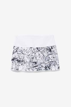 White Women's Fila Pickleball Tiered Printed Skort Skirts | Fila214UM