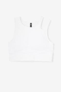 White Women's Fila Uplift Slice Crop Bra Sports Tops | Fila423FG