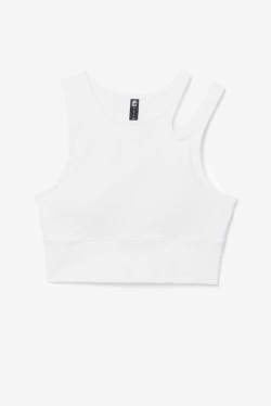 White Women's Fila Uplift Slice Crop Bra Sports Tops | Fila716NH