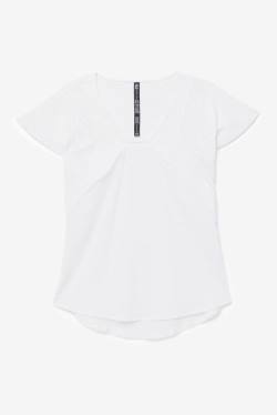 White Women's Fila Uplift Textured Sleeve Sports Tops | Fila319EU