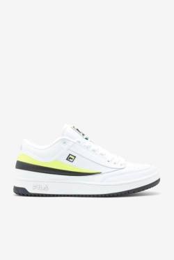 White / Yellow / Black Men's Fila T-1 Mid Sneakers | Fila732HZ