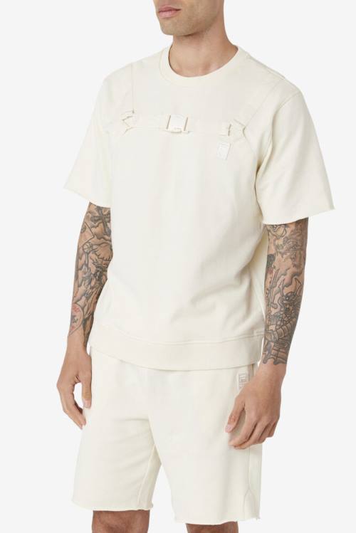 Beige Men's Fila Keaton Crew T Shirts | Fila150IA