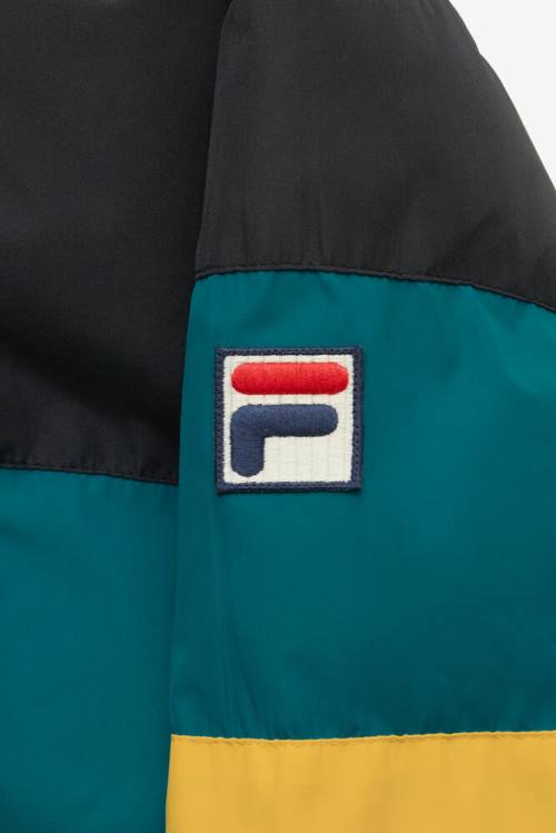 Black / Blue / Gold Men's Fila Giovanni Puffa Jackets | Fila365CQ