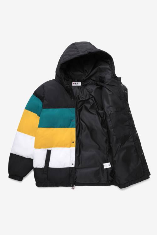 Black / Blue / Gold Men's Fila Giovanni Puffa Jackets | Fila365CQ