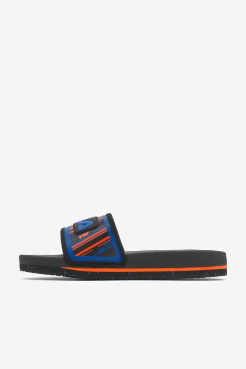 Black / Blue / Red Orange Men's Fila Lunar Slides | Fila268NO