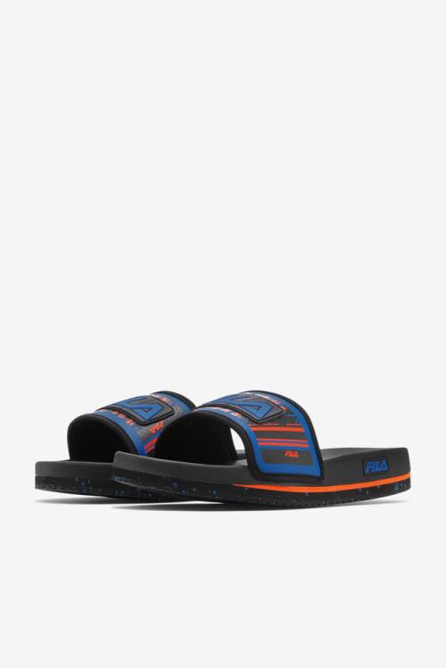 Black / Blue / Red Orange Men's Fila Lunar Slides | Fila268NO