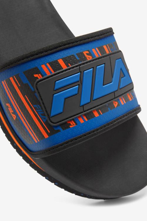 Black / Blue / Red Orange Men's Fila Lunar Slides | Fila268NO