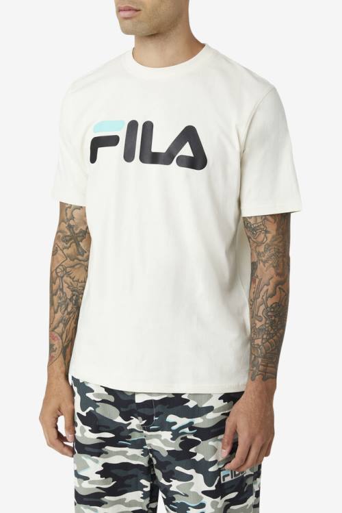 Black / Blue Turquoise Men's Fila Eagle Tee T Shirts | Fila391DB