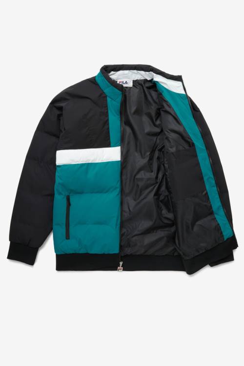 Black / Blue / White Men's Fila Fausto Ski Jackets | Fila219RW