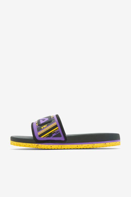 Black / Gold / Purple Men's Fila Lunar Slides | Fila586ZP