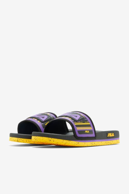 Black / Gold / Purple Men's Fila Lunar Slides | Fila586ZP