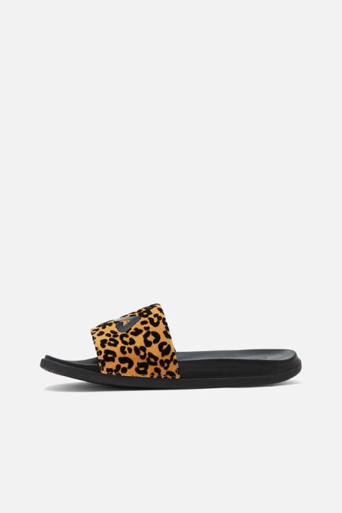 Black / Leopard Women's Fila Drifter Luxe Wild Slides | Fila479IE