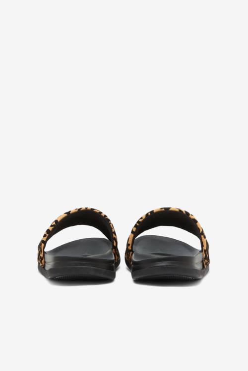 Black / Leopard Women's Fila Drifter Luxe Wild Slides | Fila479IE