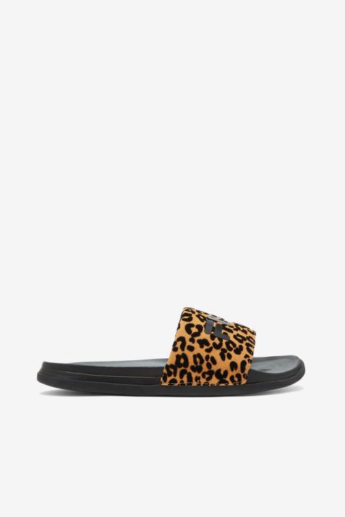 Black / Leopard Women\'s Fila Drifter Luxe Wild Slides | Fila479IE