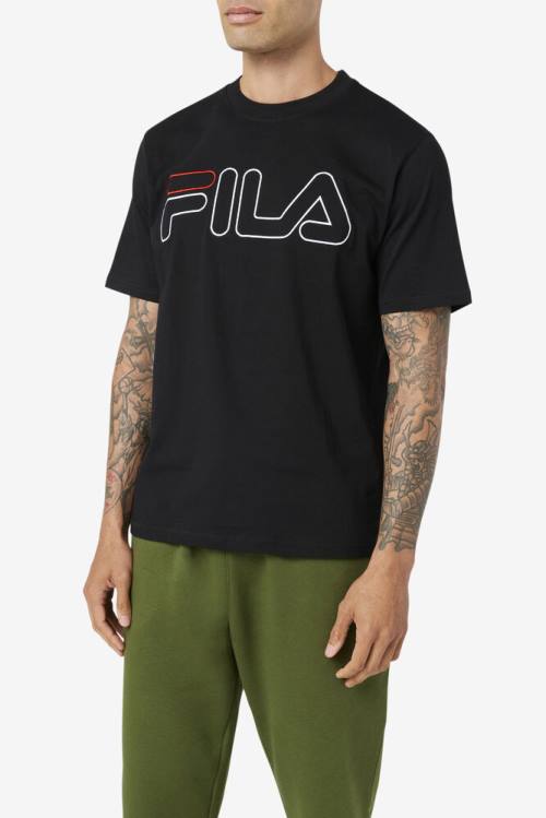 Black Men's Fila Borough Tee T Shirts | Fila368JK