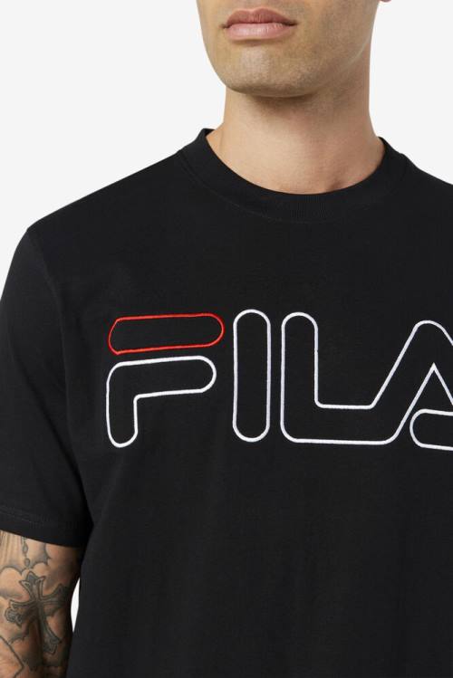 Black Men's Fila Borough Tee T Shirts | Fila368JK