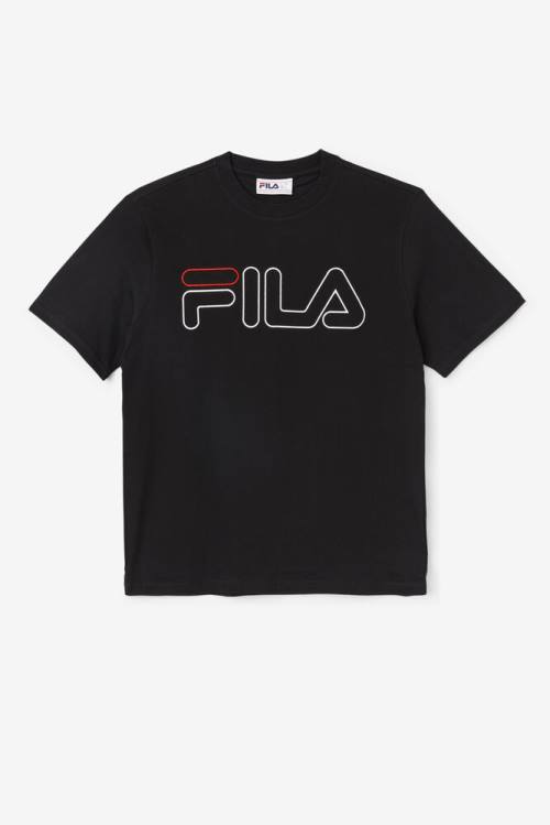 Black Men\'s Fila Borough Tee T Shirts | Fila368JK