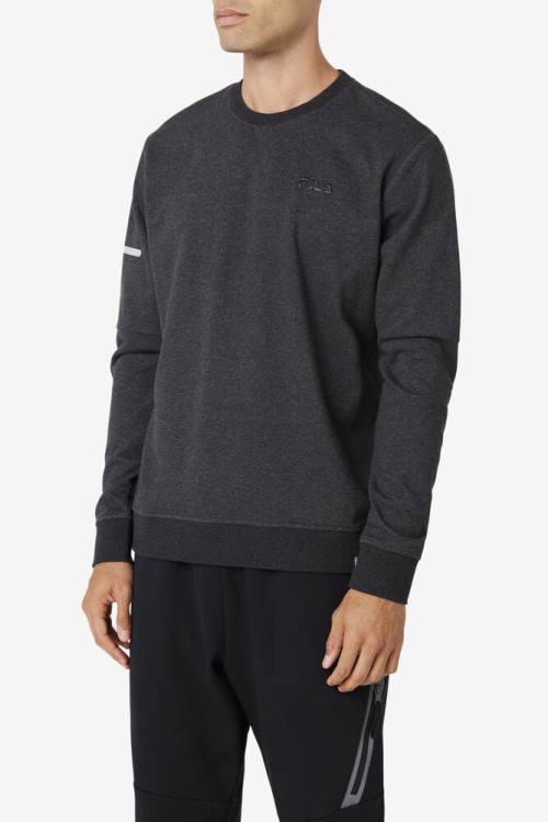 Black Men's Fila Commuter Crew Sweatshirts | Fila671DT