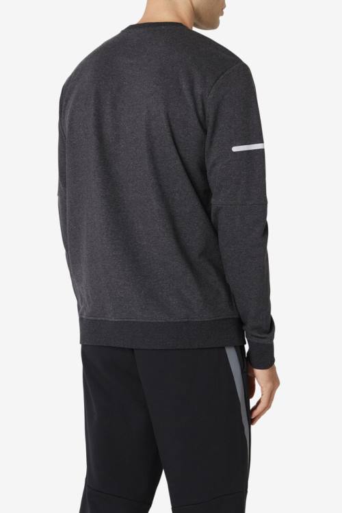 Black Men's Fila Commuter Crew Sweatshirts | Fila671DT