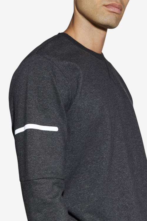 Black Men's Fila Commuter Crew Sweatshirts | Fila671DT