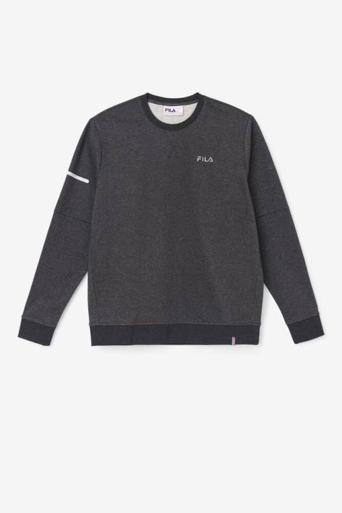 Black Men\'s Fila Commuter Crew Sweatshirts | Fila671DT