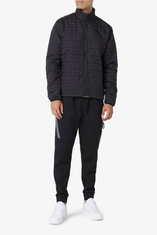 Black Men's Fila Commuter Jackets | Fila697OF