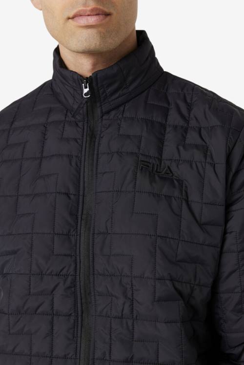 Black Men's Fila Commuter Jackets | Fila697OF