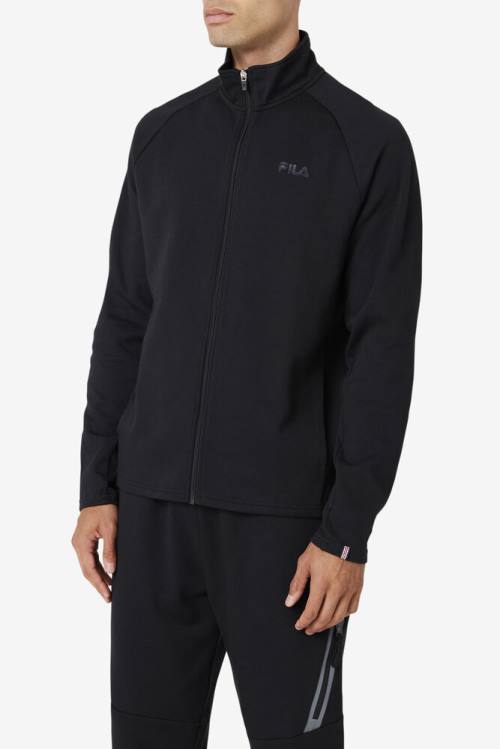 Black Men's Fila Commuter Track Jackets | Fila726BK