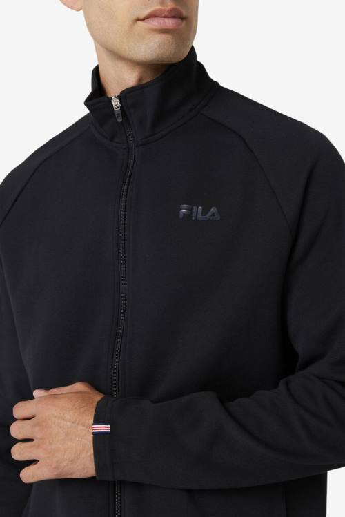 Black Men's Fila Commuter Track Jackets | Fila726BK