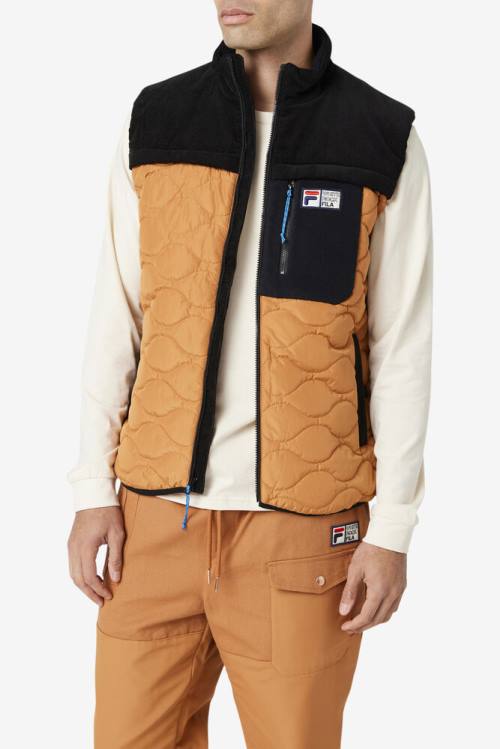 Black Men's Fila Crag Vest Jackets | Fila647DT