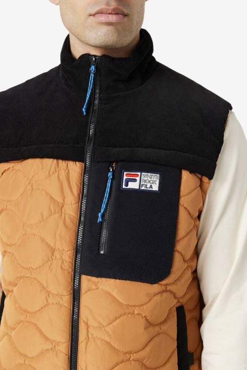 Black Men's Fila Crag Vest Jackets | Fila647DT