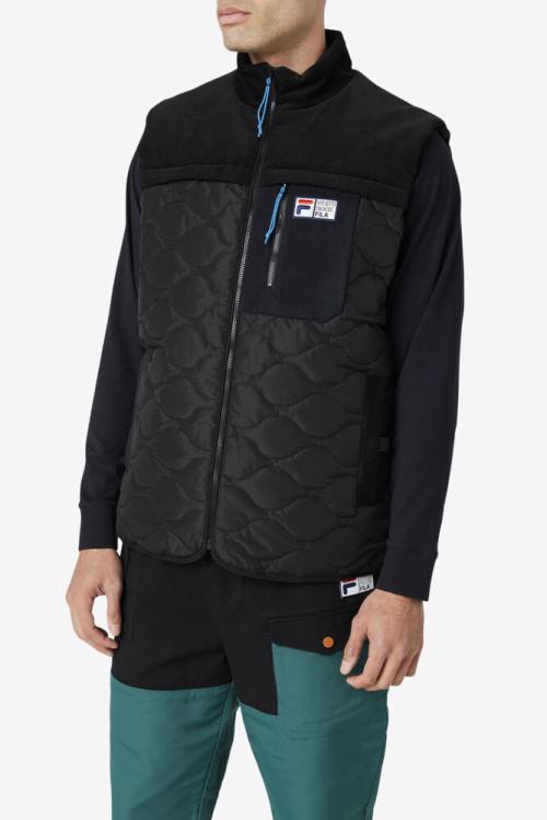 Black Men's Fila Crag Vest Jackets | Fila695CS